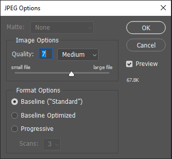 Photoshop jpg options